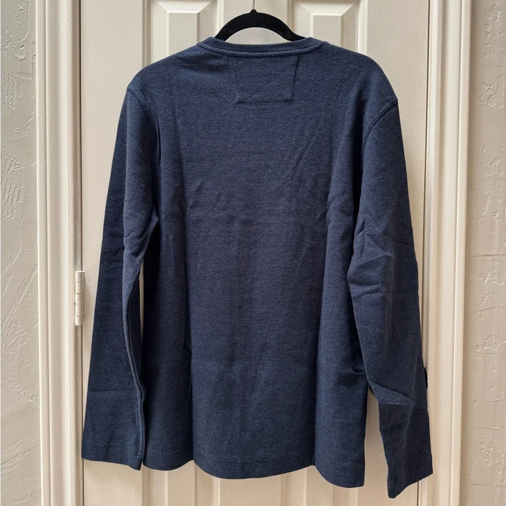 Banana Republic Men’s M Crew Neck Long Sleeve Mid-Layer Shirt, Heathered Navy